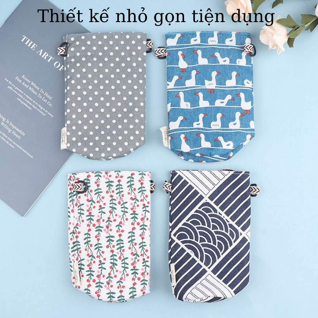 Túi đựng bình nước loại 800ml trở xuống có dây đeo TiLoKi TTDB01 Chất liệu vải canvas 2 lớp chống thấm nước