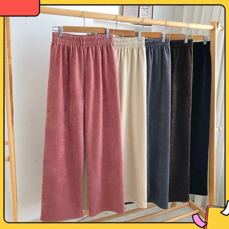 Quần Nhung Ống Rộng Culottes Ulzzang Cạp chun nữ