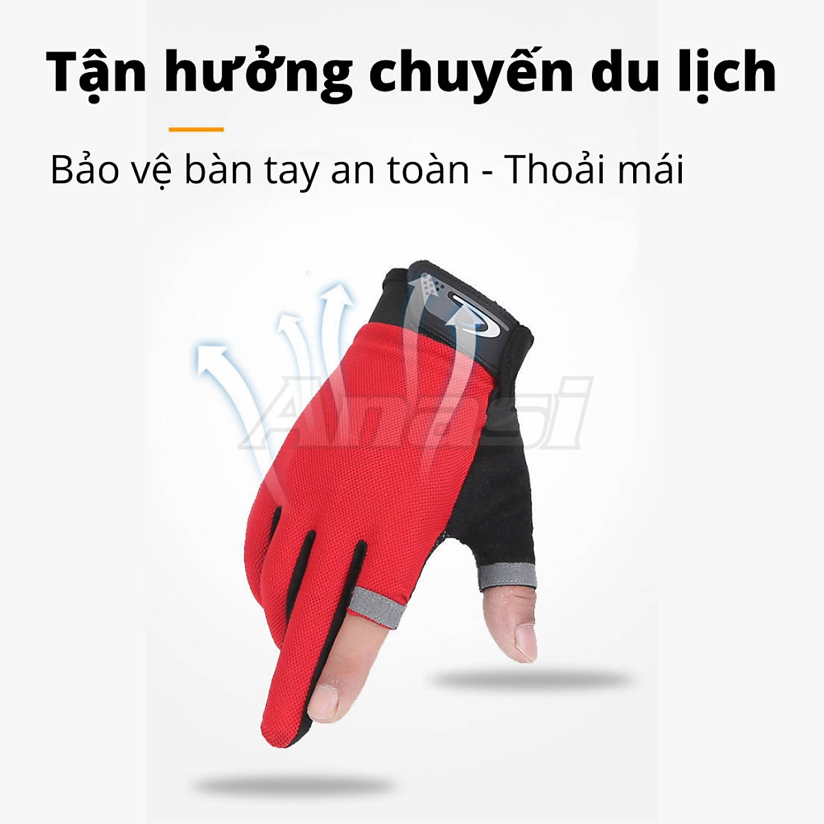 Găng tay chống nắng nam Anasi HW75 cắt 2 ngón - Găng tay chạy xe , tập gym, đi phượt