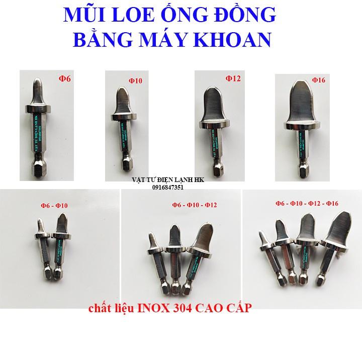 Mũi loe ống đồng bằng khoan phi 6 - 10 - 12 - 16 loe lã ống bằng máy bắt vít cầm tay