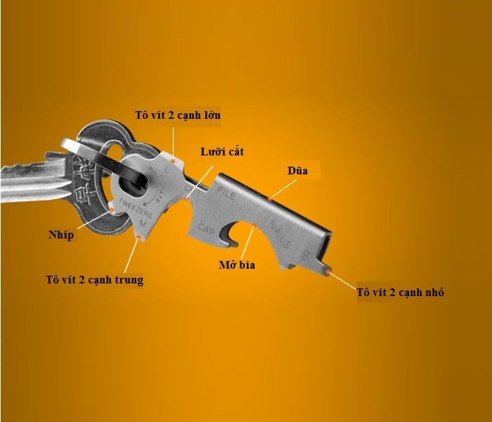 Móc treo chìa khóa 7 chức năng thông minh -giao màu ngẫu nhiên (nhỏ gọn, siêu bền, tiện lợi)- ( Tặng móc khóa 2 đầu vít  đa năng 3in1)