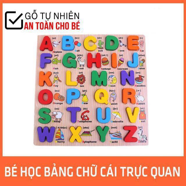 Đồ Chơi Gỗ - Bảng Chữ Cái Tiếng Anh - Tiếng Việt Bằng Gỗ - Đồ Chơi Gỗ Thông Minh Cho Bé