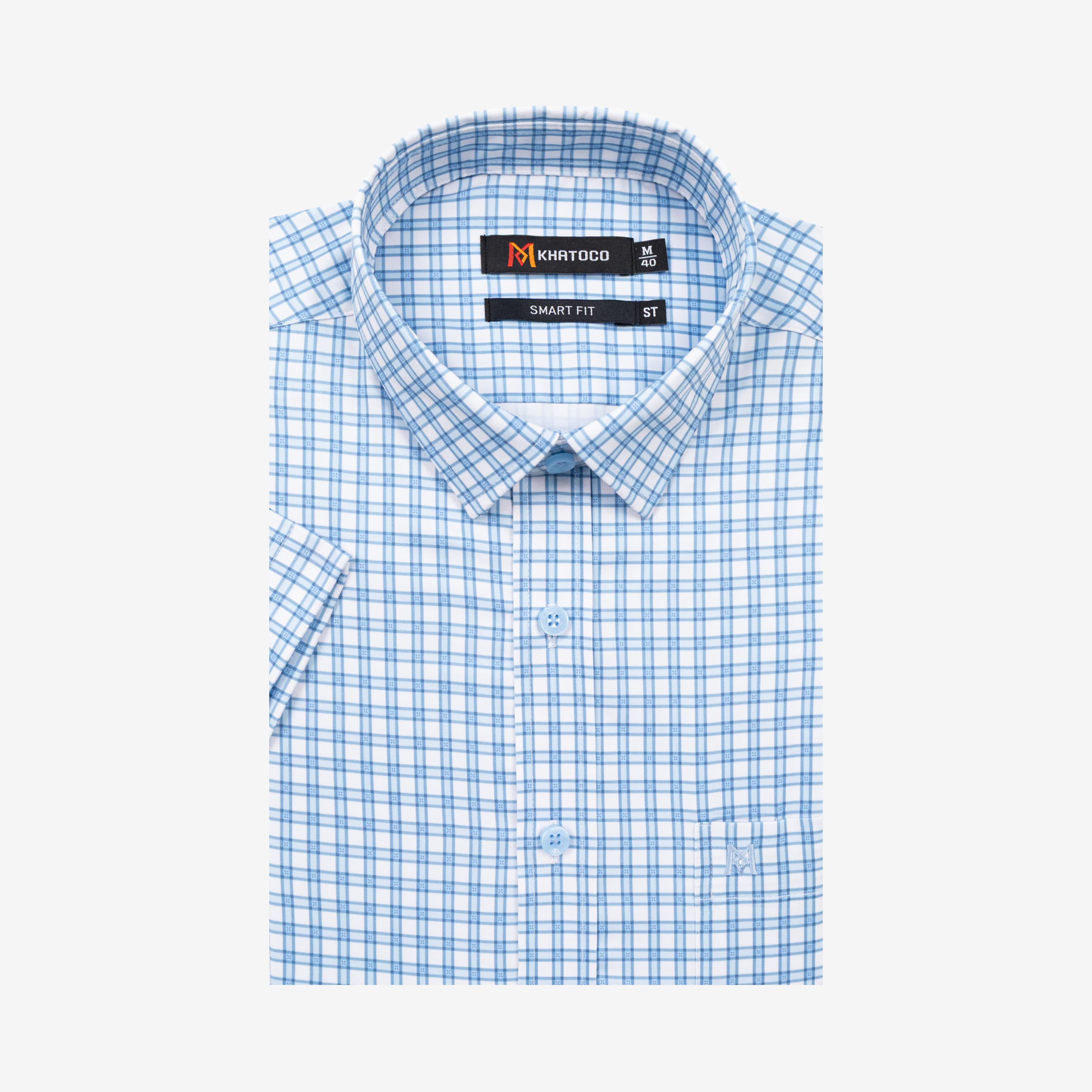 Áo sơ mi nam KHATOCO ngắn tay A1MN538S2-CNCR874-2711-N