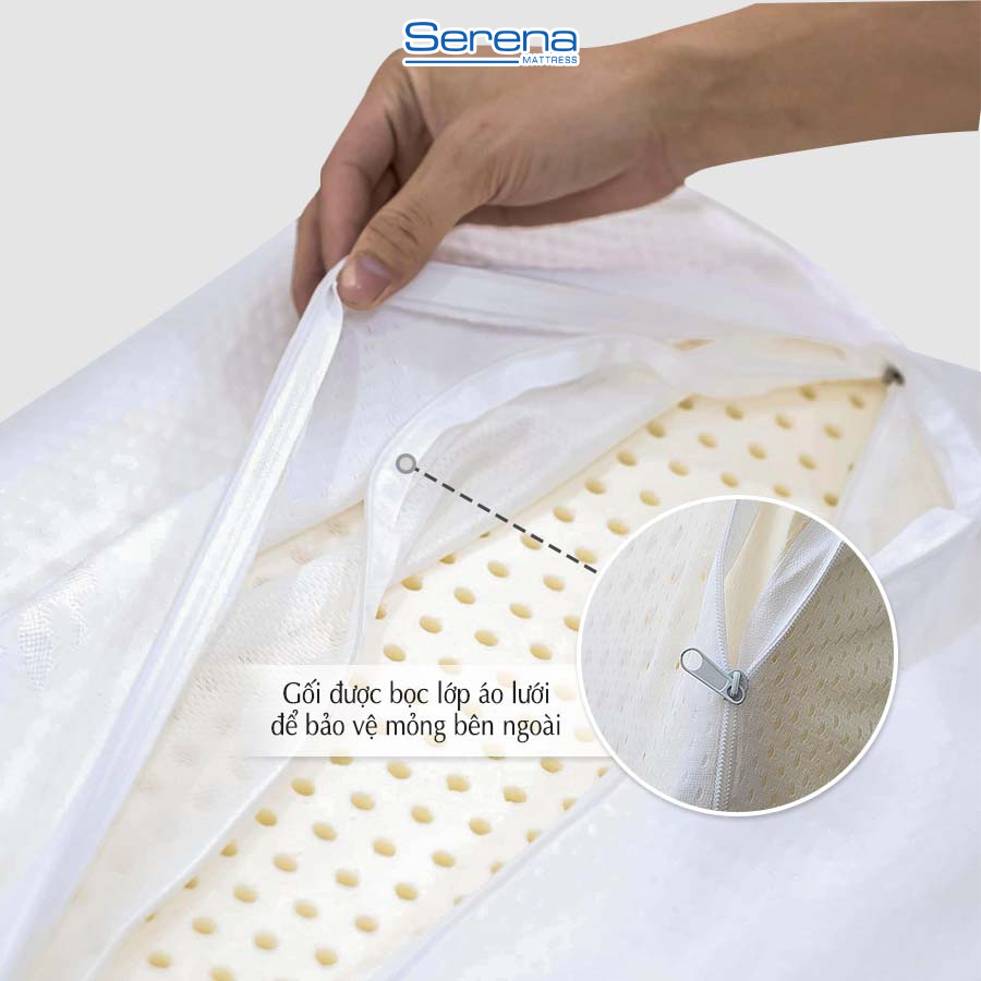 Ruột Gối Cao Su Non Người Lớn SERENA Cao Cấp Lõi Gối Lượn Sóng Nằm Ngủ Chống Đau Cổ Vai Gáy 40x60