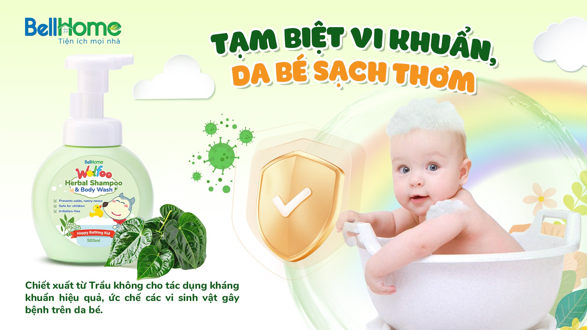 Tắm Gội Thảo Dược Wolfoo Baby 500ml