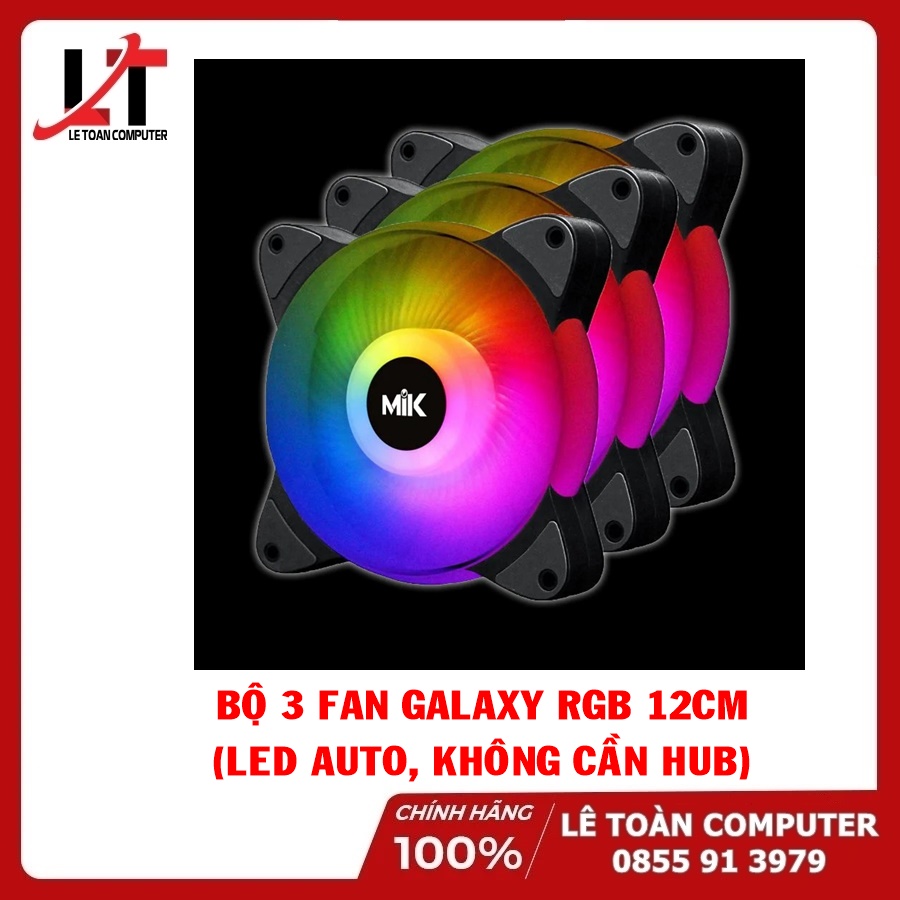 BỘ 3 FAN GALAXY RGB 12CM (LED AUTO, KHÔNG CẦN HUB) - HÀNG CHÍNH HÃNG