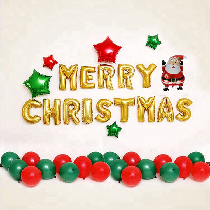 Bộ bong bóng Merry Christmas vàng