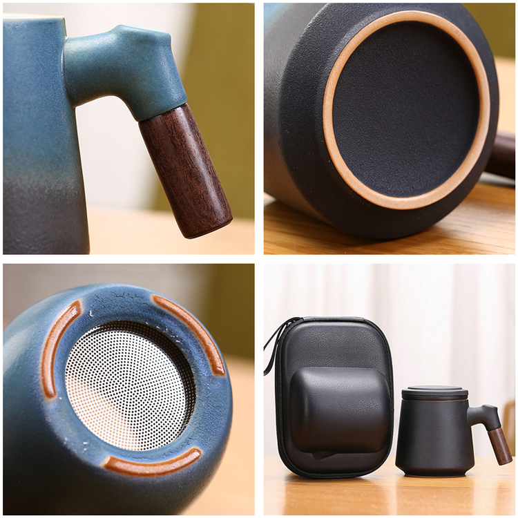 Cốc pha trà gốm sứ Ceramic Tea Mug with Infuser Strainer 400ml
