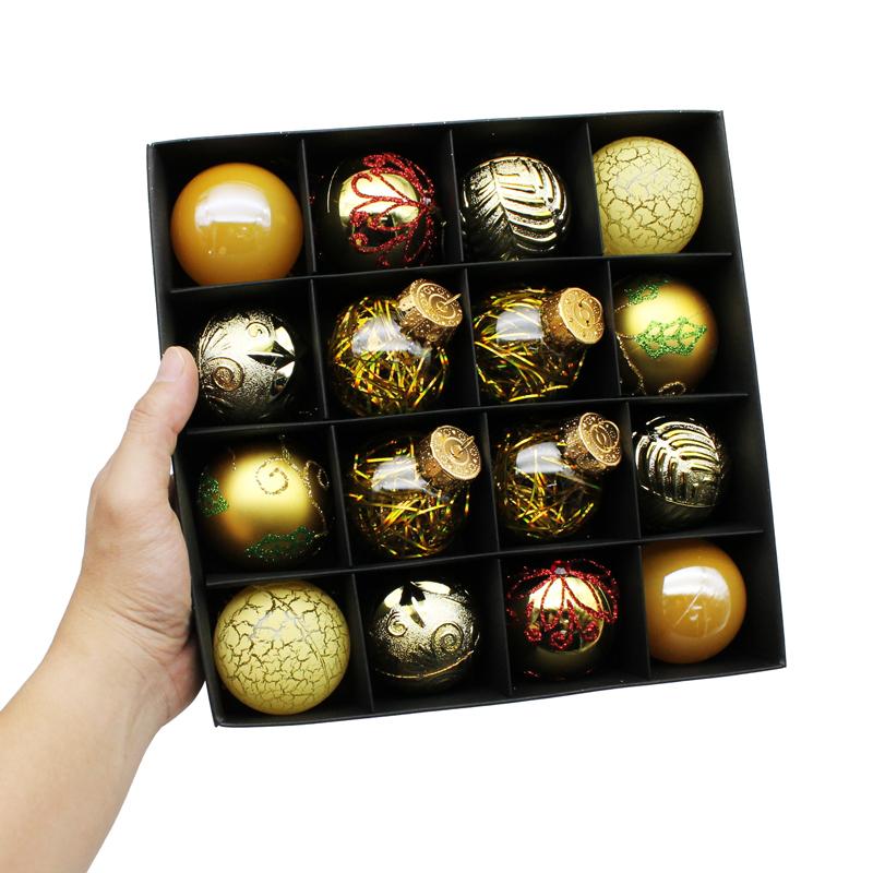 Hộp 16 Trái Châu Trang Trí Giáng Sinh - LK16-G17 - Màu Vàng Gold