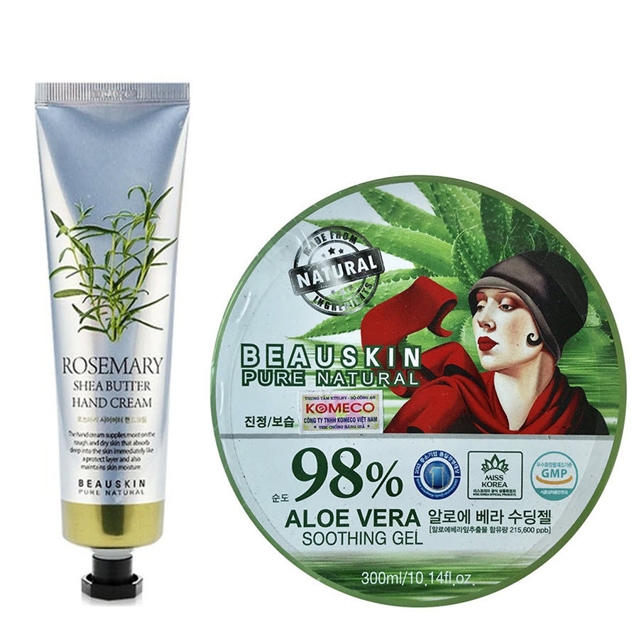 Combo Kem dưỡng tay trị khô nẻ dưỡng mềm da Chiết xuất Thảo mộc Beauskin - Gel lô hội cấp nước bù khoáng dưỡng trắng da mềm mịn Beauskin Aloevera