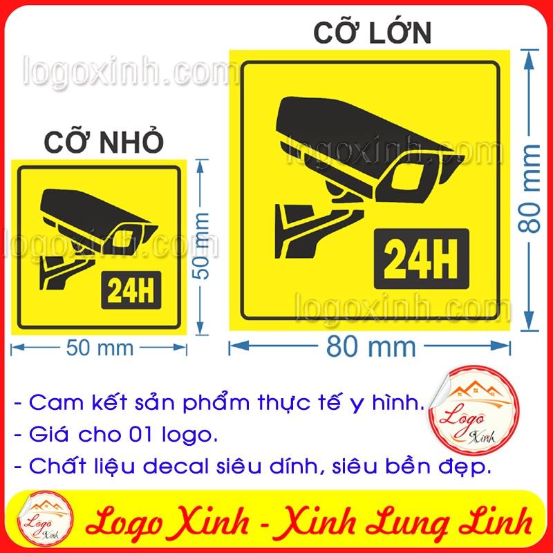 LOGO TEM STICKER BIỂU TƯỢNG CẢNH BÁO KHU VỰC CÓ CAMERA GIÁM SÁT - CCTV 24H
