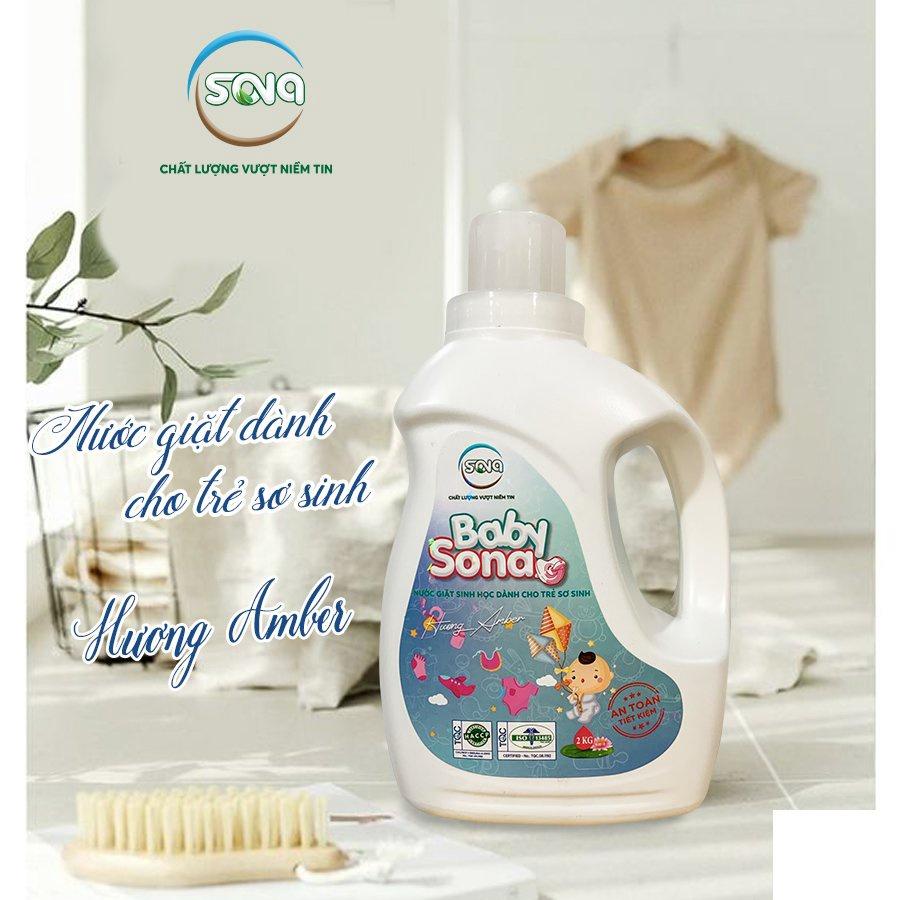 Nước giặt sinh học cho trẻ sơ sinh BABY SONA 2kg TIEMTAPHOASONA thành phần hữu cơ thơm lâu an toàn cho bé