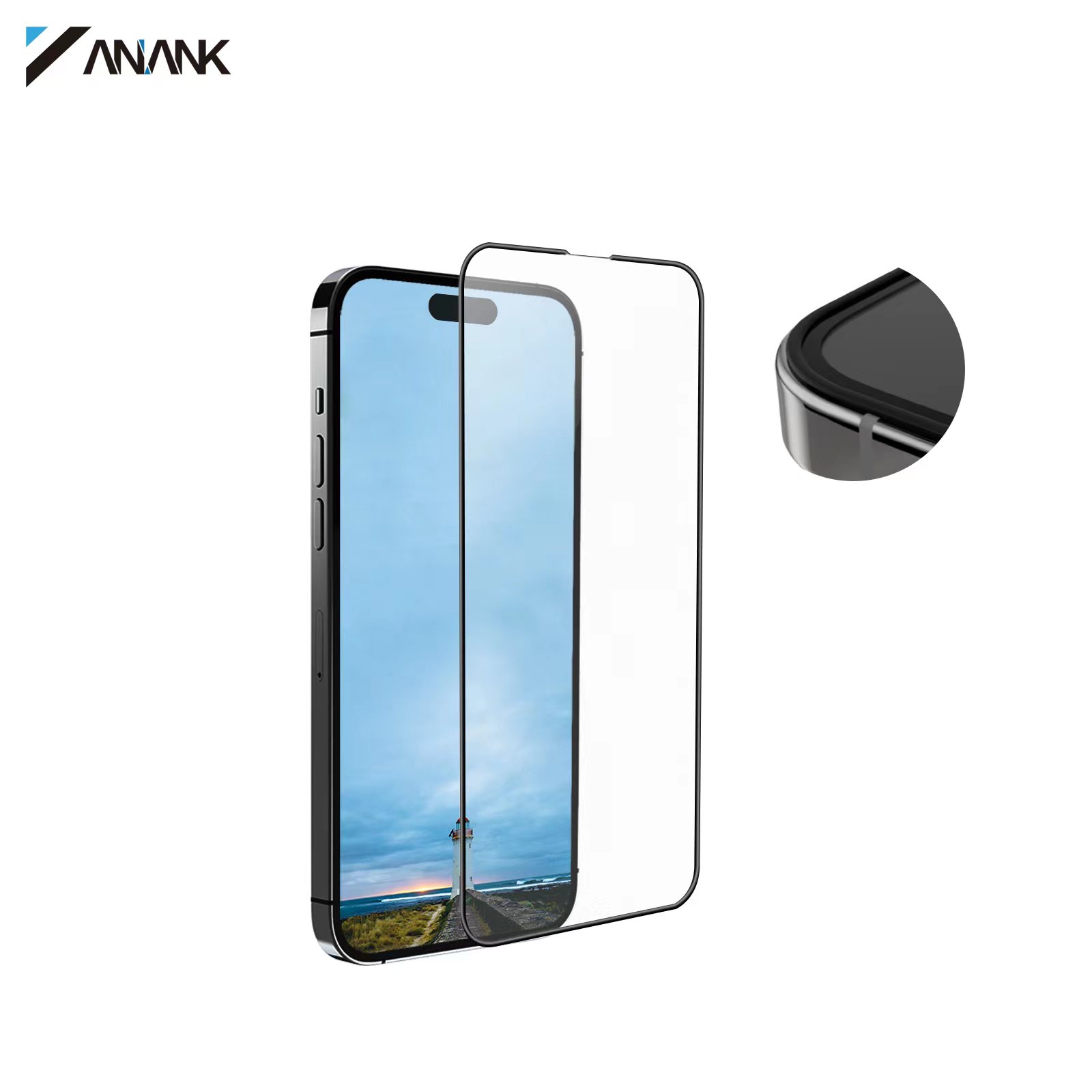 Dán cường lực dành cho iPhone 15 Pro Max/15 Pro/15/15 Plus ANANK 2.5D Full Viền Đen - Hàng Chính Hãng