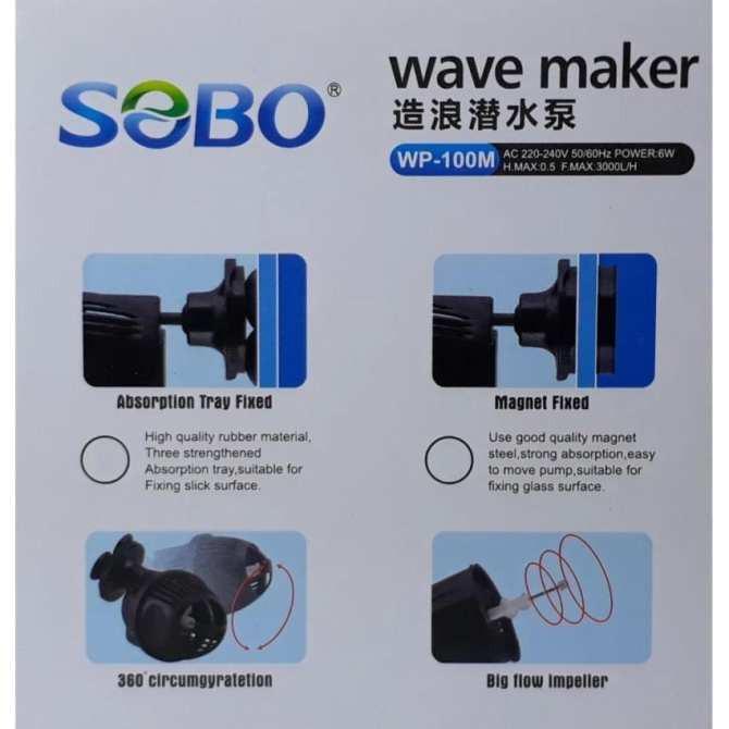 Máy Quạt Sobo WP-100M Thổi Luồng, Tạo Sóng Dùng 6W, 3000l/h (Hàng Công Ty)