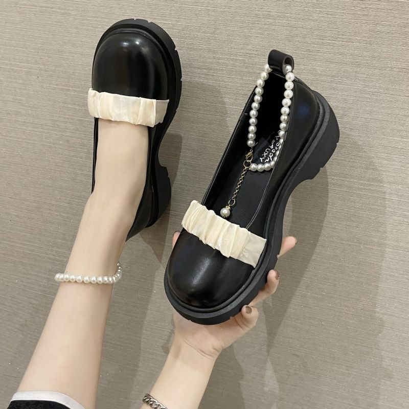 Giày búp bê nữ mary jane phối ren quai ngọc phong cách mới