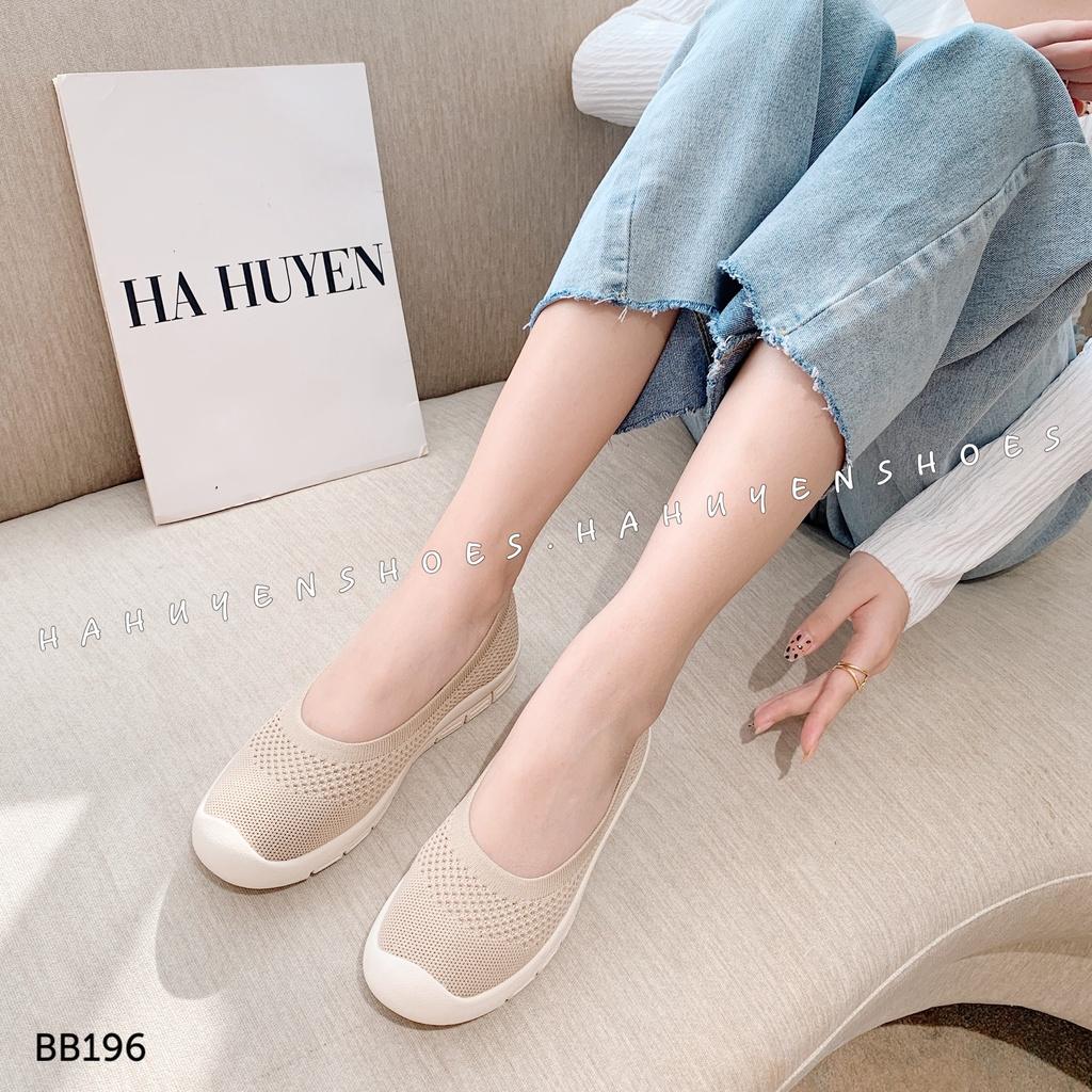 Giày Slip on nữ Hà Huyền Shoes mũi len lỗ đế răng dáng thể thao - BB196