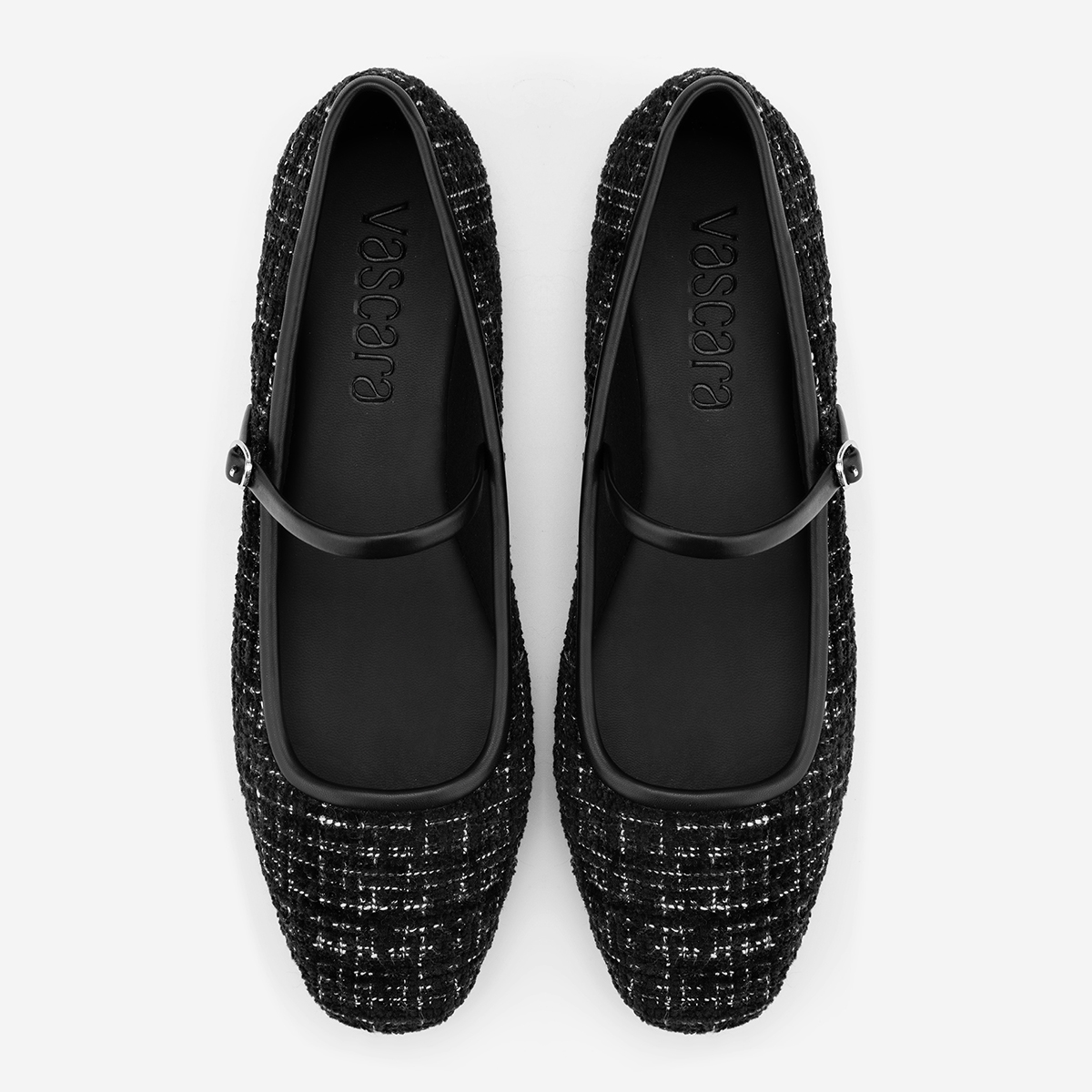 Vascara Giày Mary Janes Ballerina Phối Vải Tweed - GBB 0440