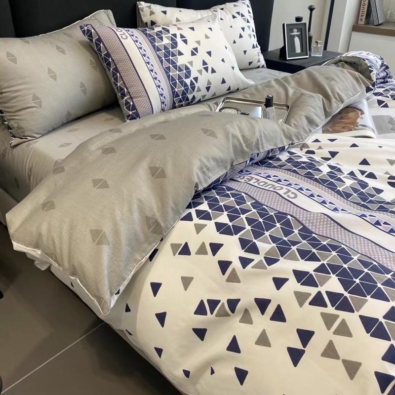 Bộ Chăn Ga Gối Cotton Living Hàng Nhập Khẩu Cao Cấp 4 Món Hoạ Tiết Gạch