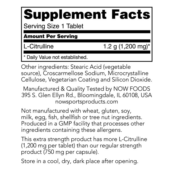 L-Citrulline, Extra Strength 1200mg | Tăng cường chuyển hóa Protein và loại bỏ Amoniac trong cơ thể
