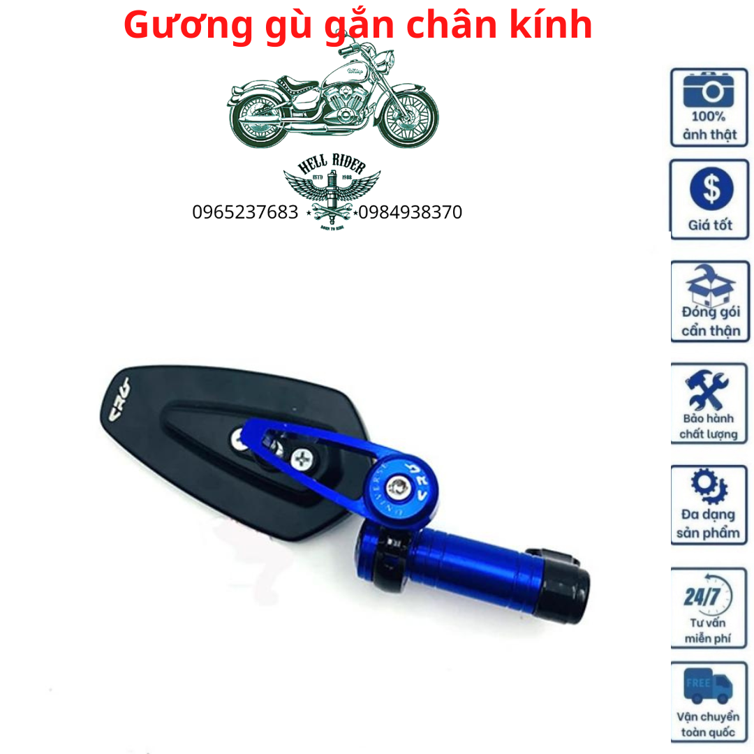 Gương thời trang xe máy, gương gù gắn chân kính có thể xoay gập 360 độ phù hợp láp mọi loại xe