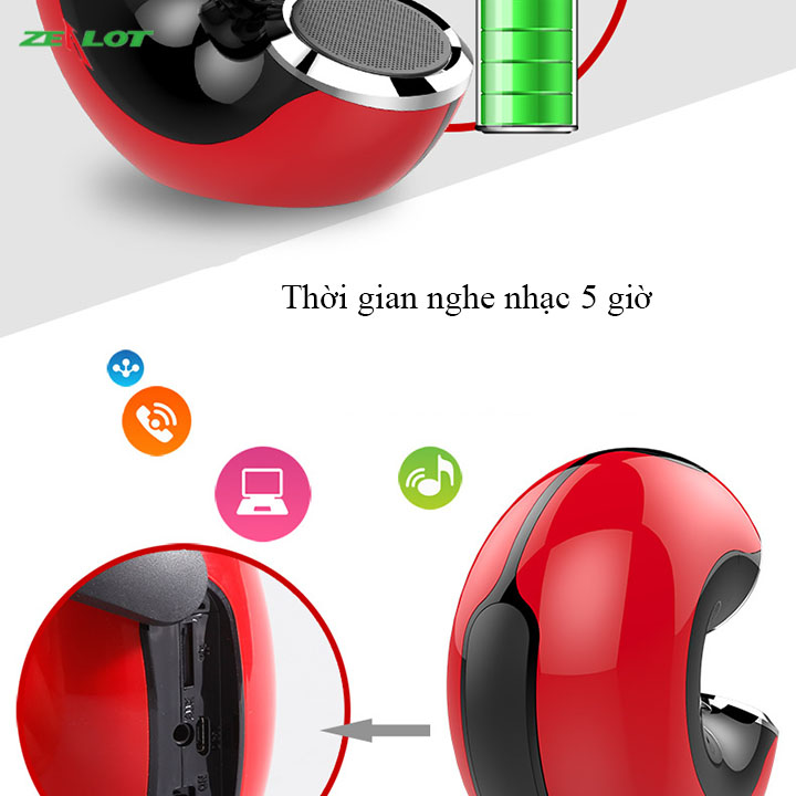 Loa bluetooth di dộng ngoài trời không dây Zealot hàng chính hãng âm thanh siêu trầm