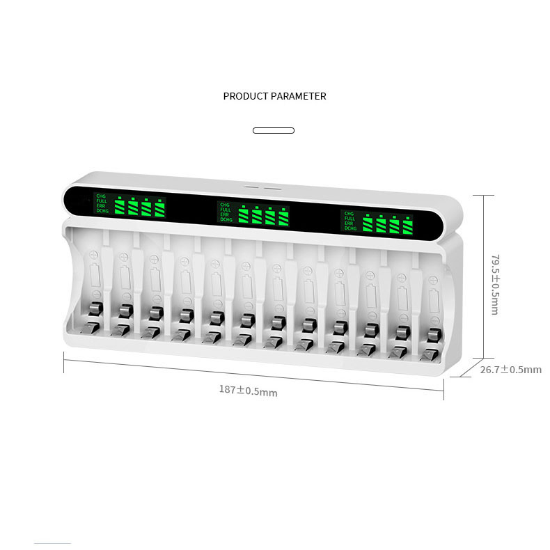 Sạc Pin 1.2V 8/12 Viên, Sạc Nhanh Tự Ngắt, Hiển Thị Dung Lượng