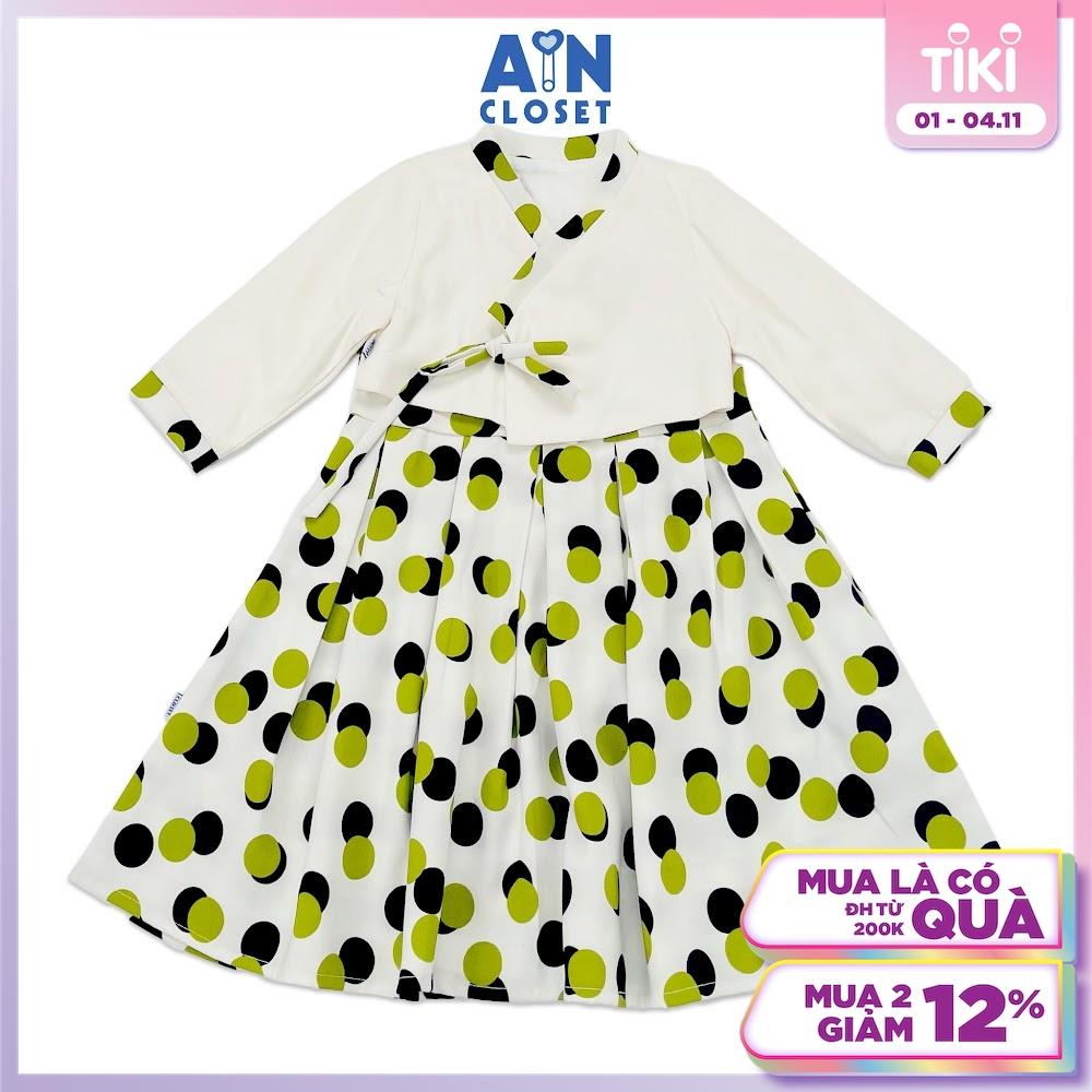 Đầm Hanbok cách tân bé gái họa tiết Bi Xanh lá cotton - AICDBGUFGDDS - AIN Closet