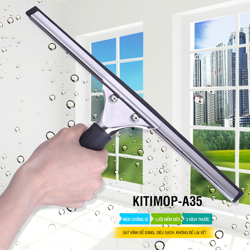 Tay gạt kính inox 25/35/45cm hàng chuyên dụng cao cấp, gạt sạch trong kính độ bền cao Kitimop-A35