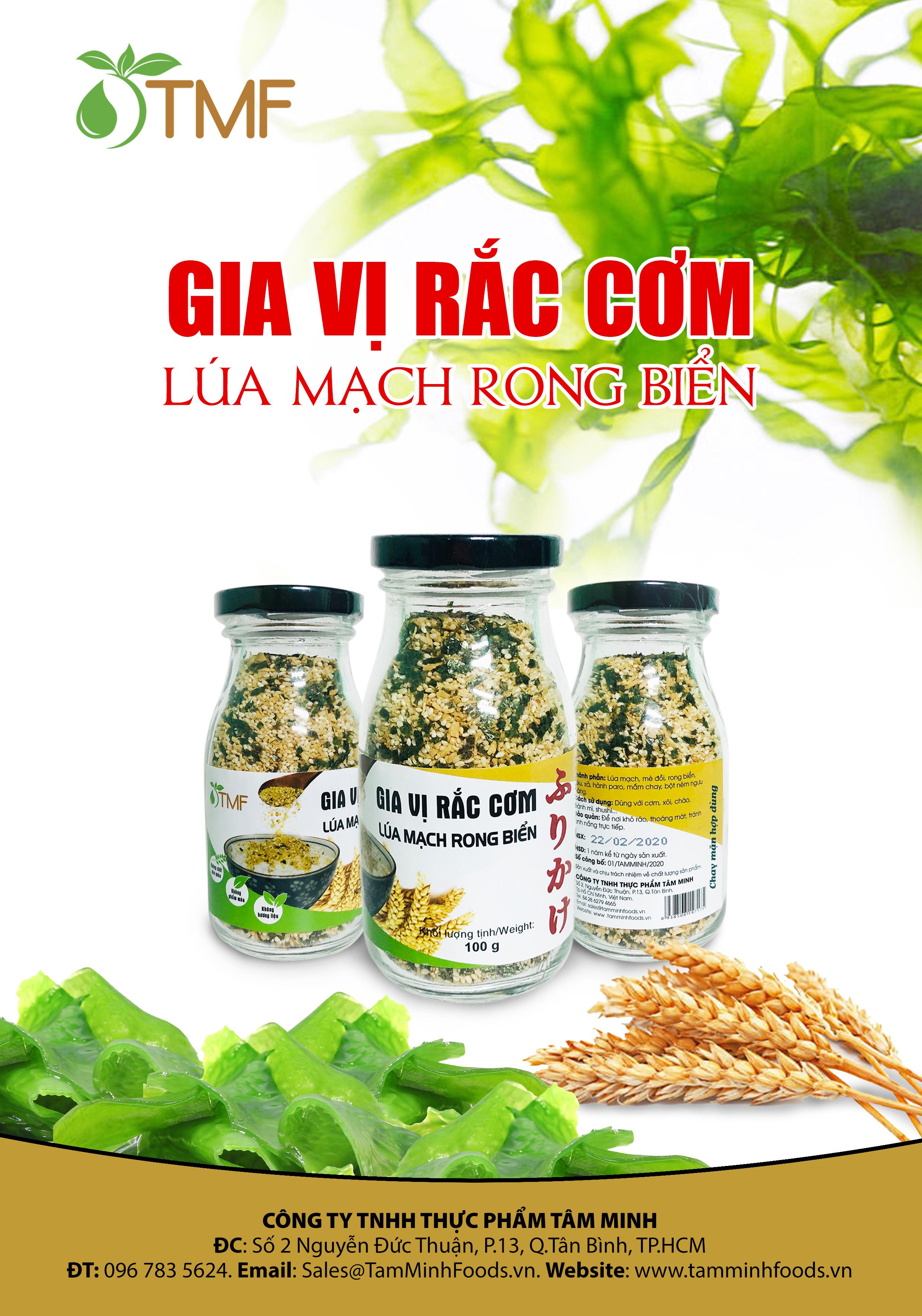 Gia vị rắc cơm lúa mạch rong biển hũ 100g - Tâm Minh Foods