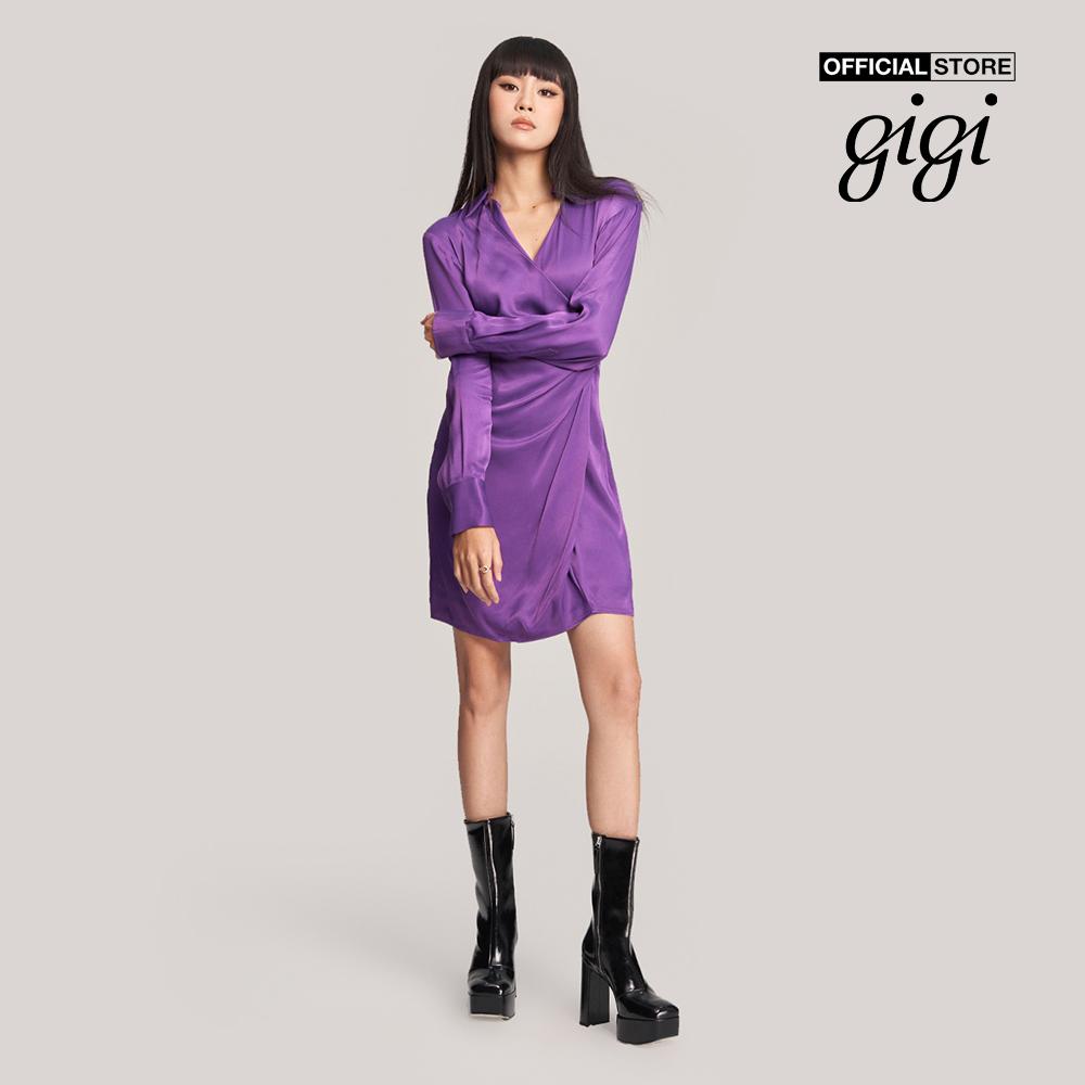 GIGI - Đầm mini tay dài cổ bẻ xoắn eo nữ tính G2107D222103