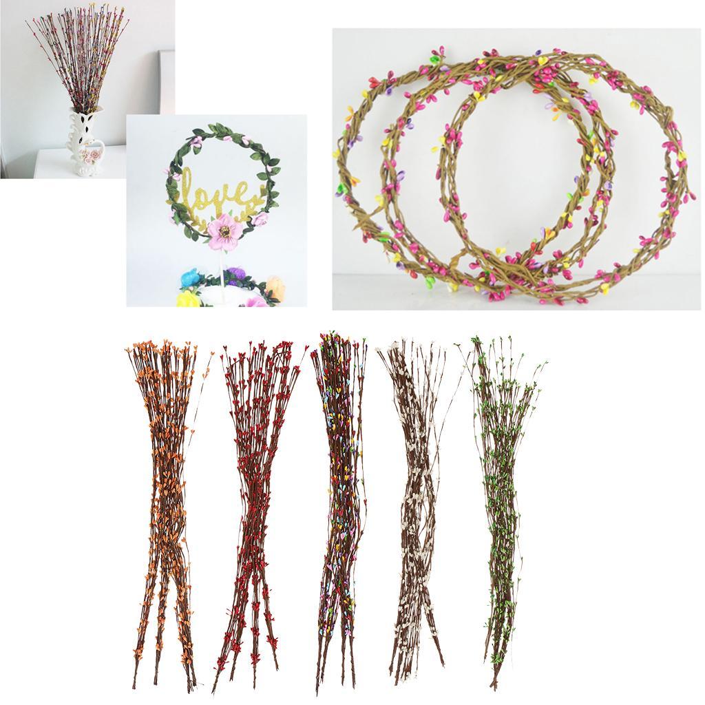 40 Pieces Artificial Pip Berry Garland Primitive Pip Berry Wire Rope Garland Holly Berry Branches DIY Wreath Christmas Holiday Decor 65cm/25.6inch