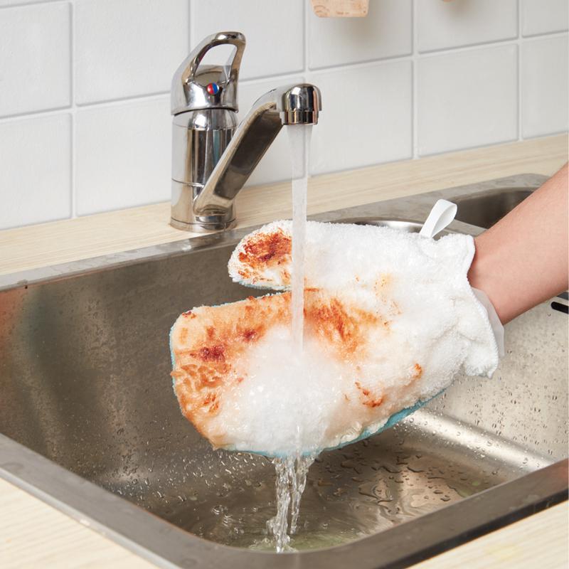 Rửa bát đĩa nhà bếp găng tay làm sạch găng tay không thấm nước khăn rửa chén sợi nhỏ