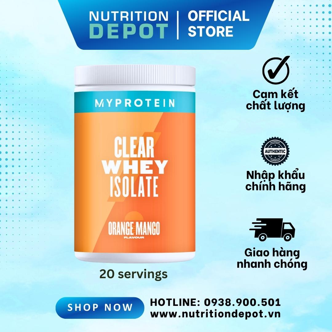 Sữa tăng cơ Clear Whey Isolate Myprotein vị nước trái cây siêu ngon 500g - Nutrition Depot Vietnam - Orange Mango