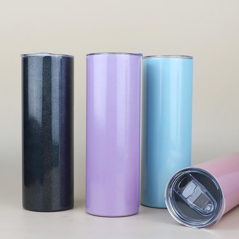 Phong cách mới nhất 20oz lớp phủ thăng hoa cơ thể thẳng cốc 304 ống hút giảm béo cốc cầu vồng sơn cách nhiệt cốc xe cốc