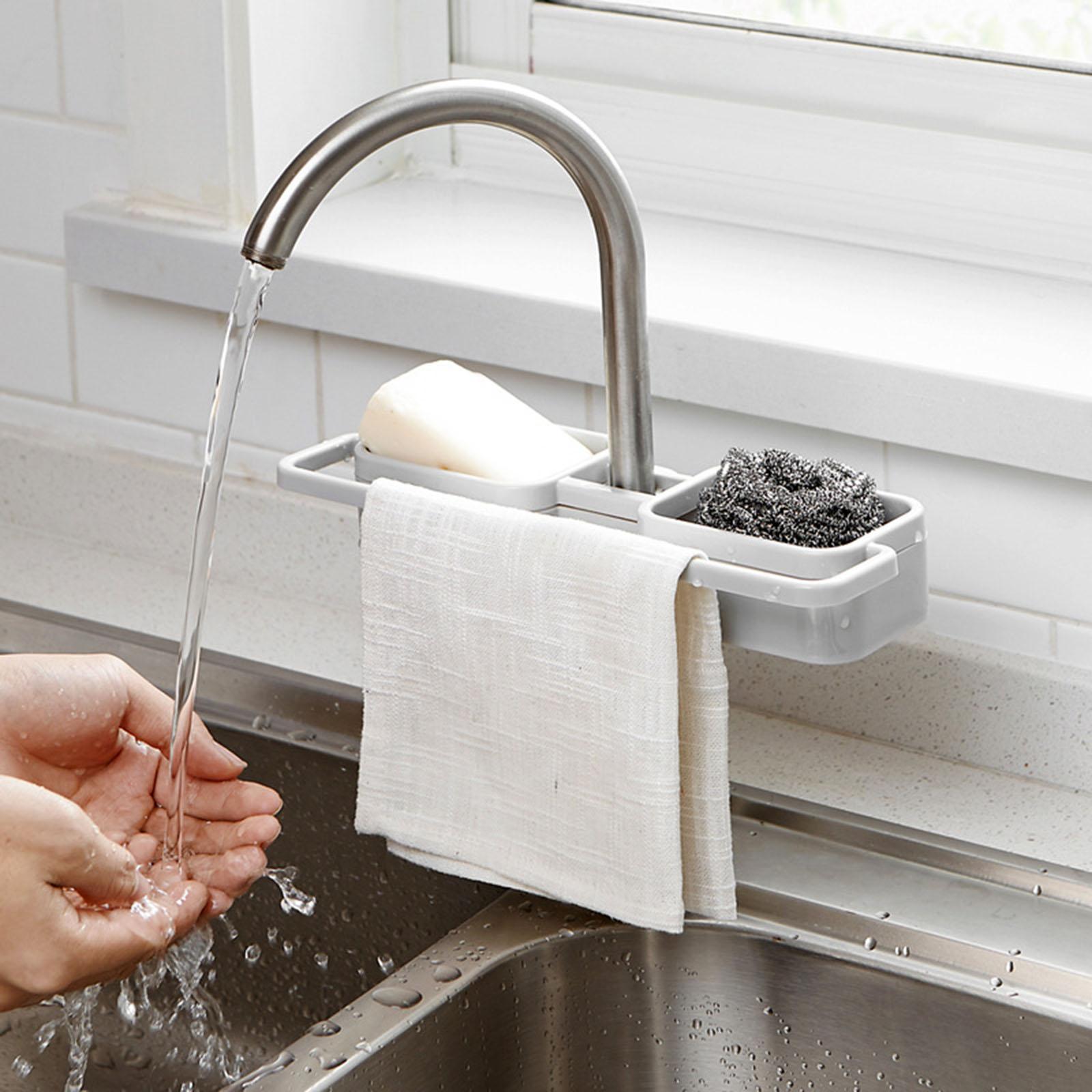 Faucet Drain Rack Sponge Dishcloth Shower Sink Storage Holder for Countertop