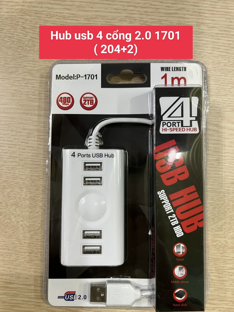 Hub usb 4 cổng 2.0 HN P-1701