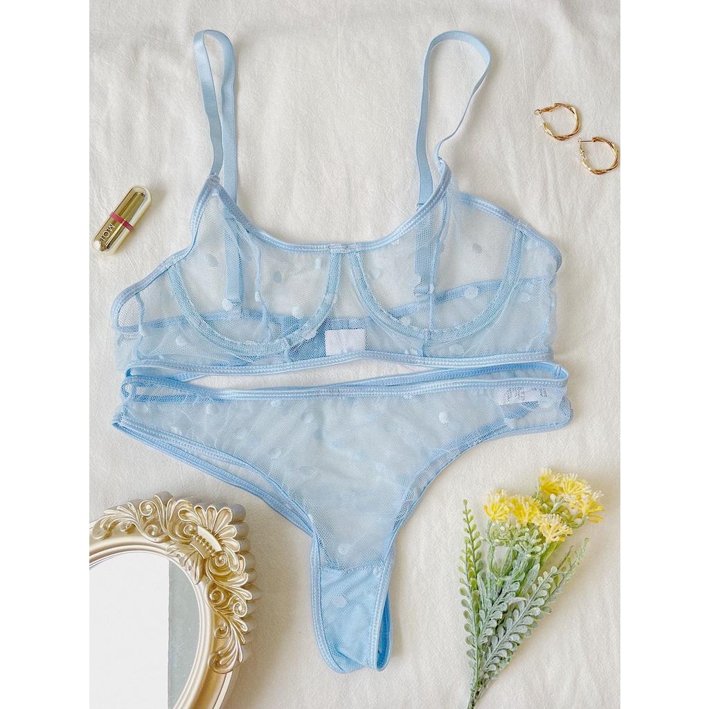 Set Ren Chấm Bi Xanh - Let's Love Đồ Lót Nội Y