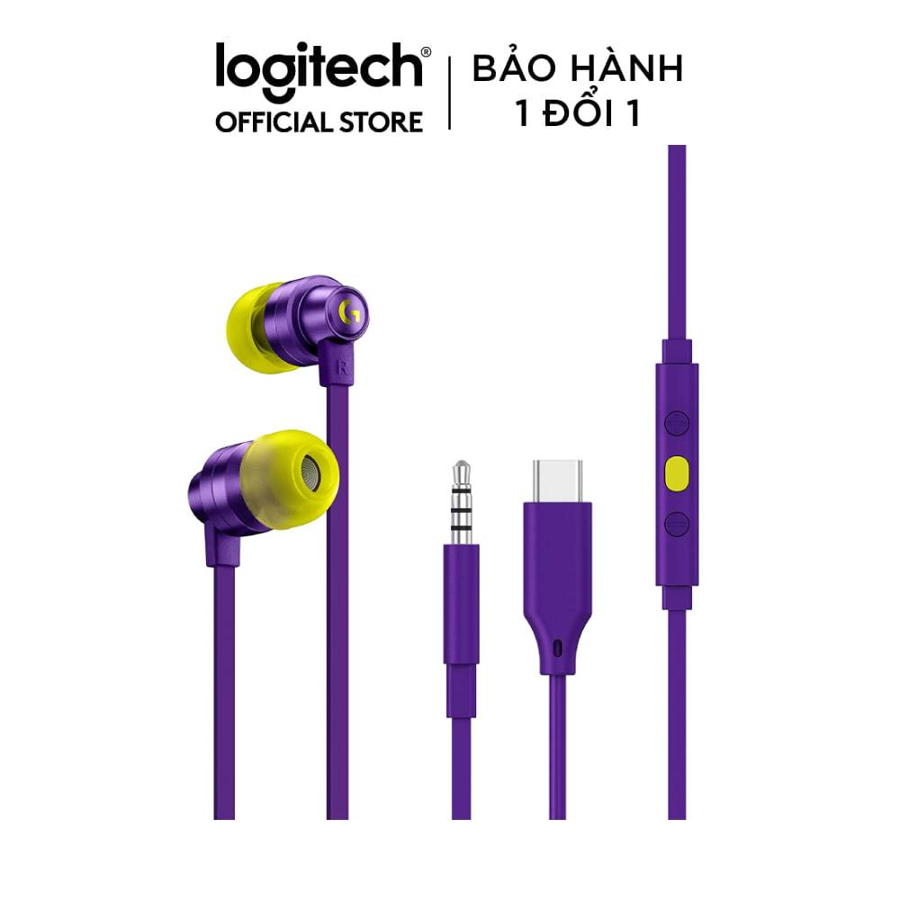 Tai nghe chơi game IN-EAR Logitech G333 - Kết nối giắc 3.5mm và USB type C 4.9 - Màu tím - Hàng chính hãng