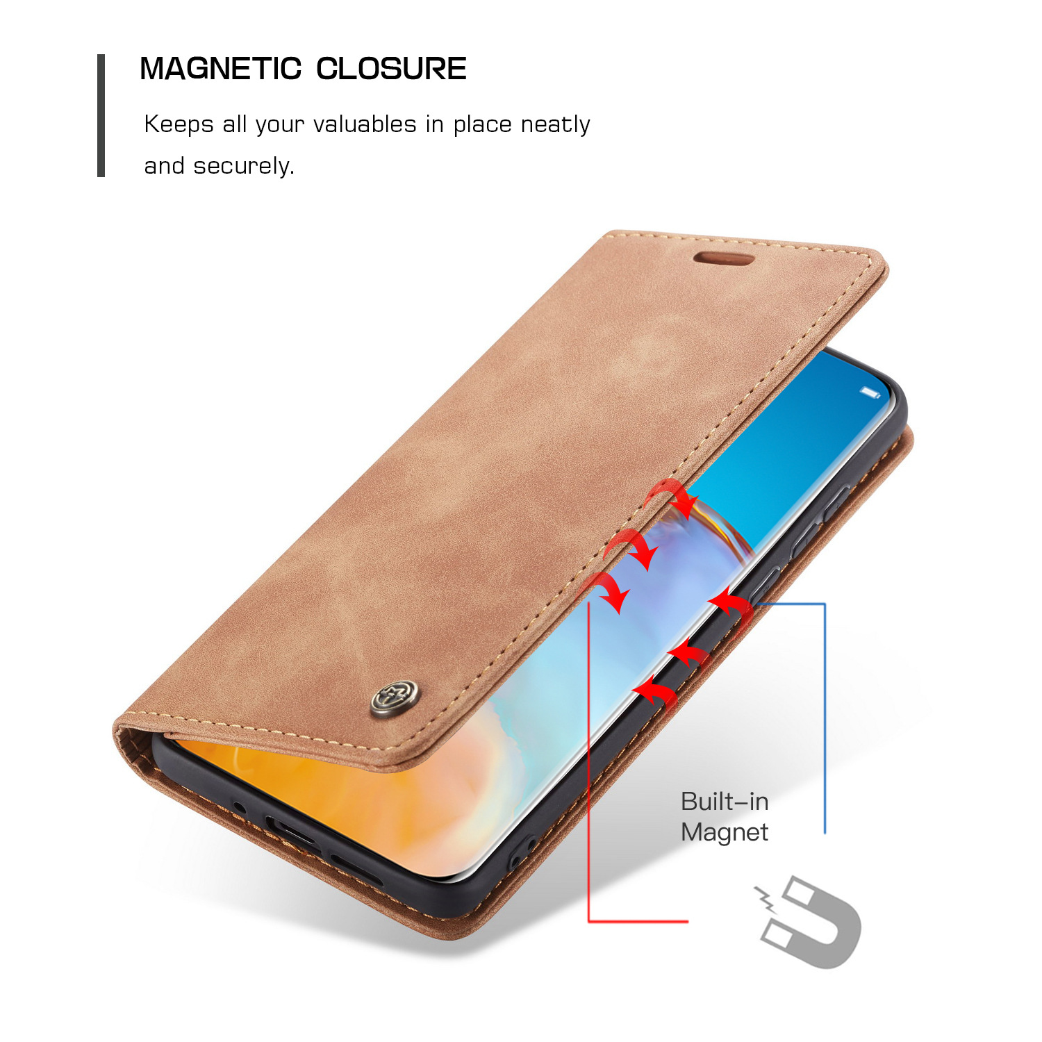 Bao da cao cấp dành cho Huawei P40 Pro dạng ví chính hãng Caseme - Hàng Nhập Khẩu