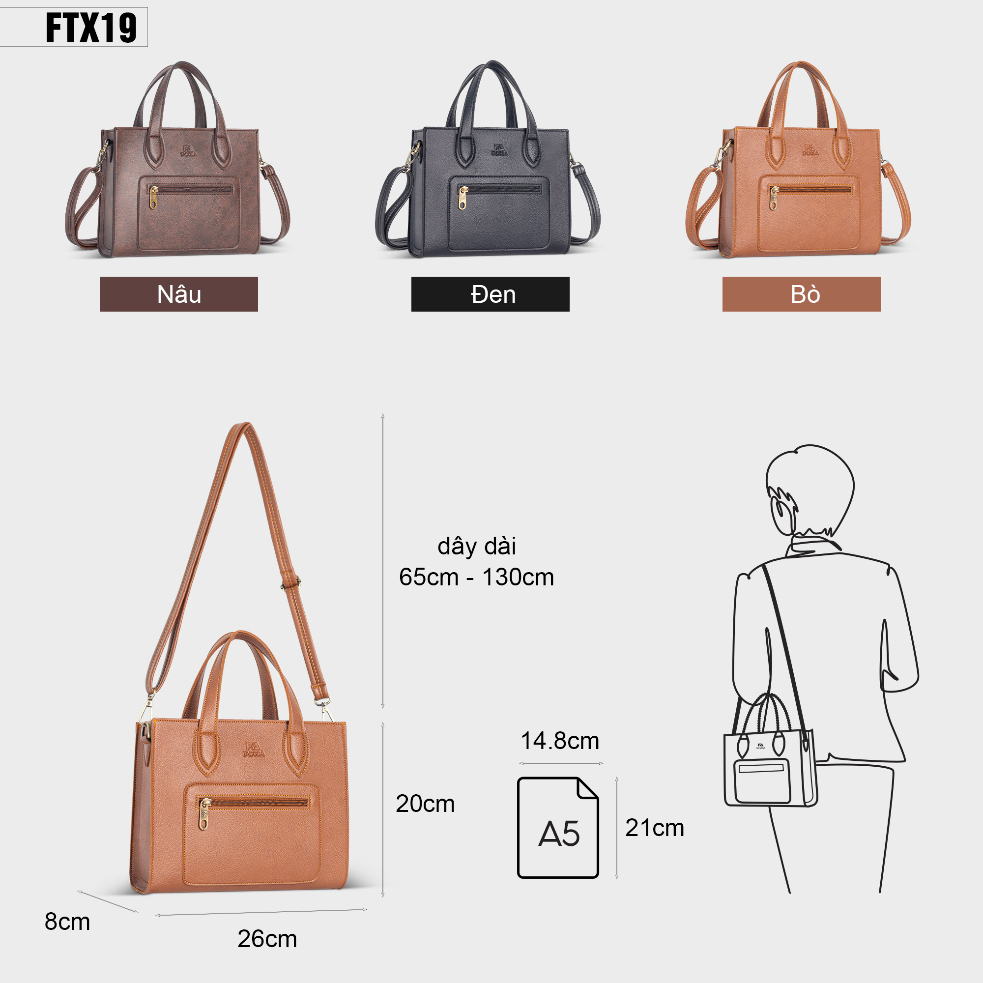 Túi xách da nữ mini Fadoda FTX19