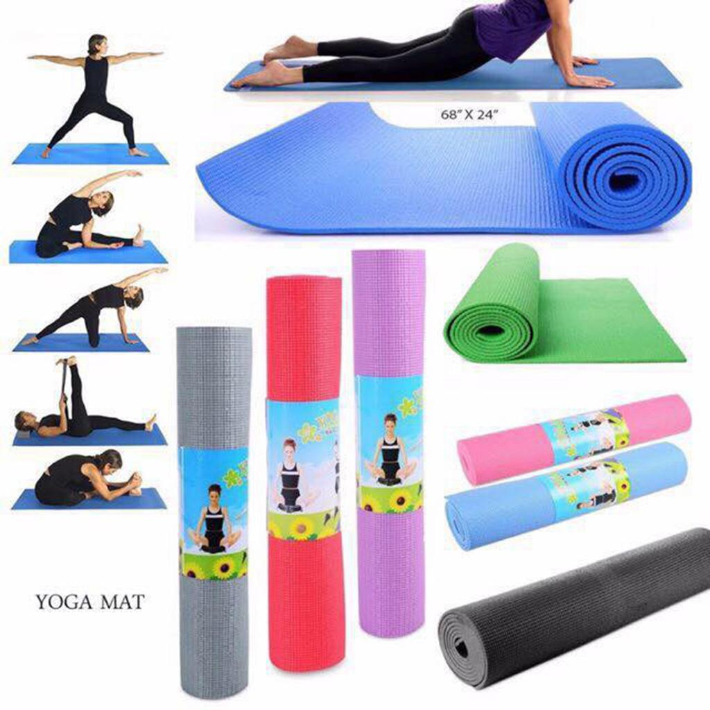 Thick EVA Yoga Mat Non-Slip Pad Sit Up Assist Bar Waist Ab Trainer Toner Blue