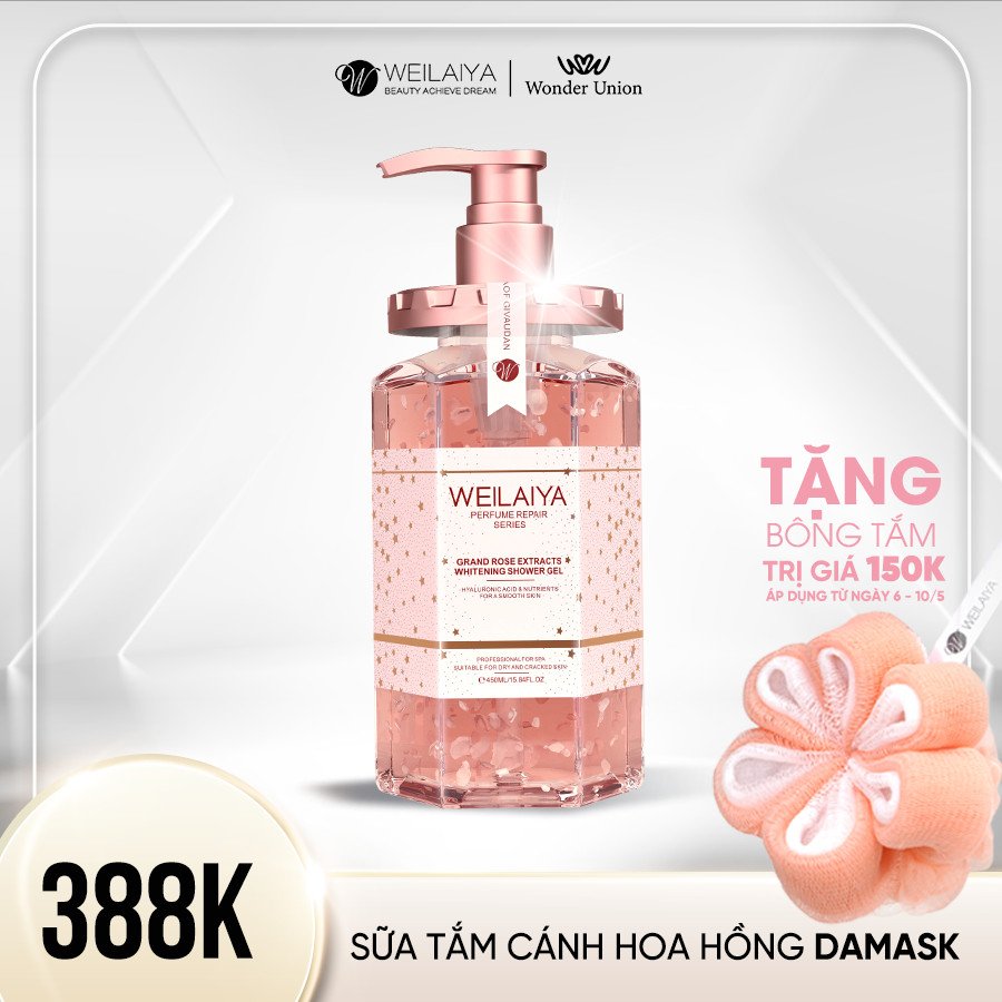 Sữa tắm Weilaiya trắng da cánh hoa hồng Damask 450ml