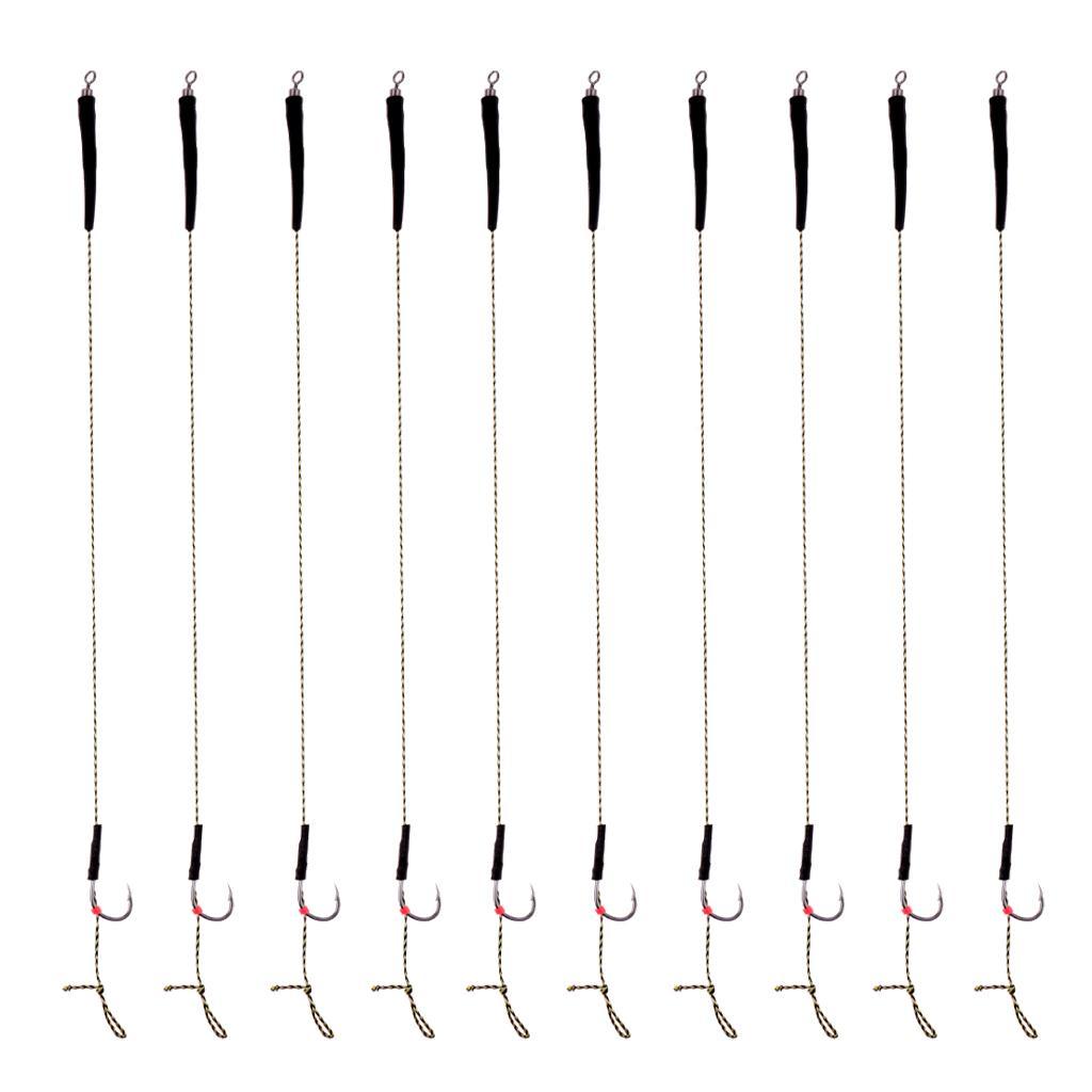 20x Carp Fishing Hair Rigs Assorted Hand Tied Carp Fishing Barbless Hooks