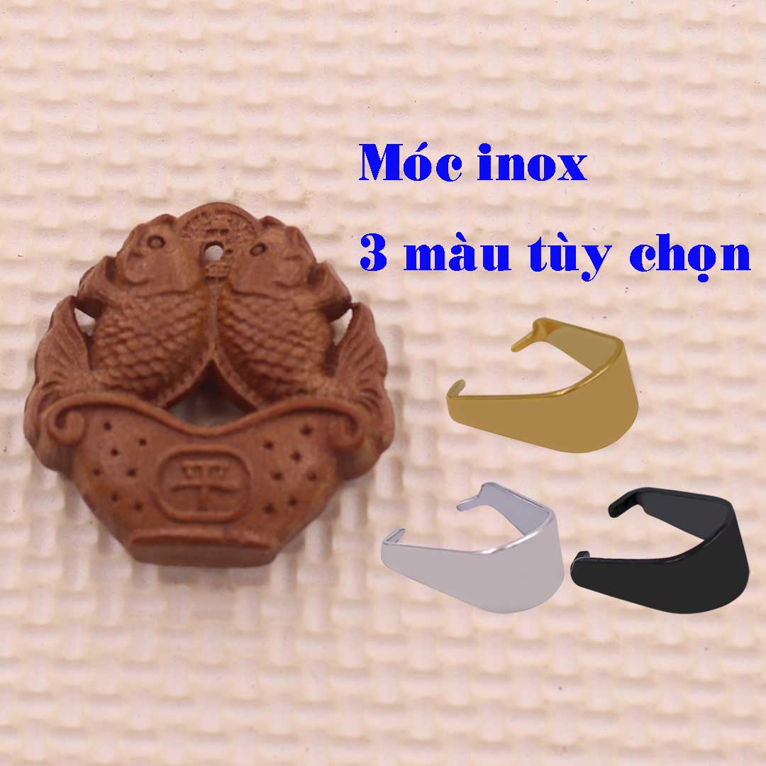 Mặt dây chuyền Song Ngư Gỗ Đào kèm vòng cổ dây đeo - Mặt dây chuyền phong thủy Gỗ