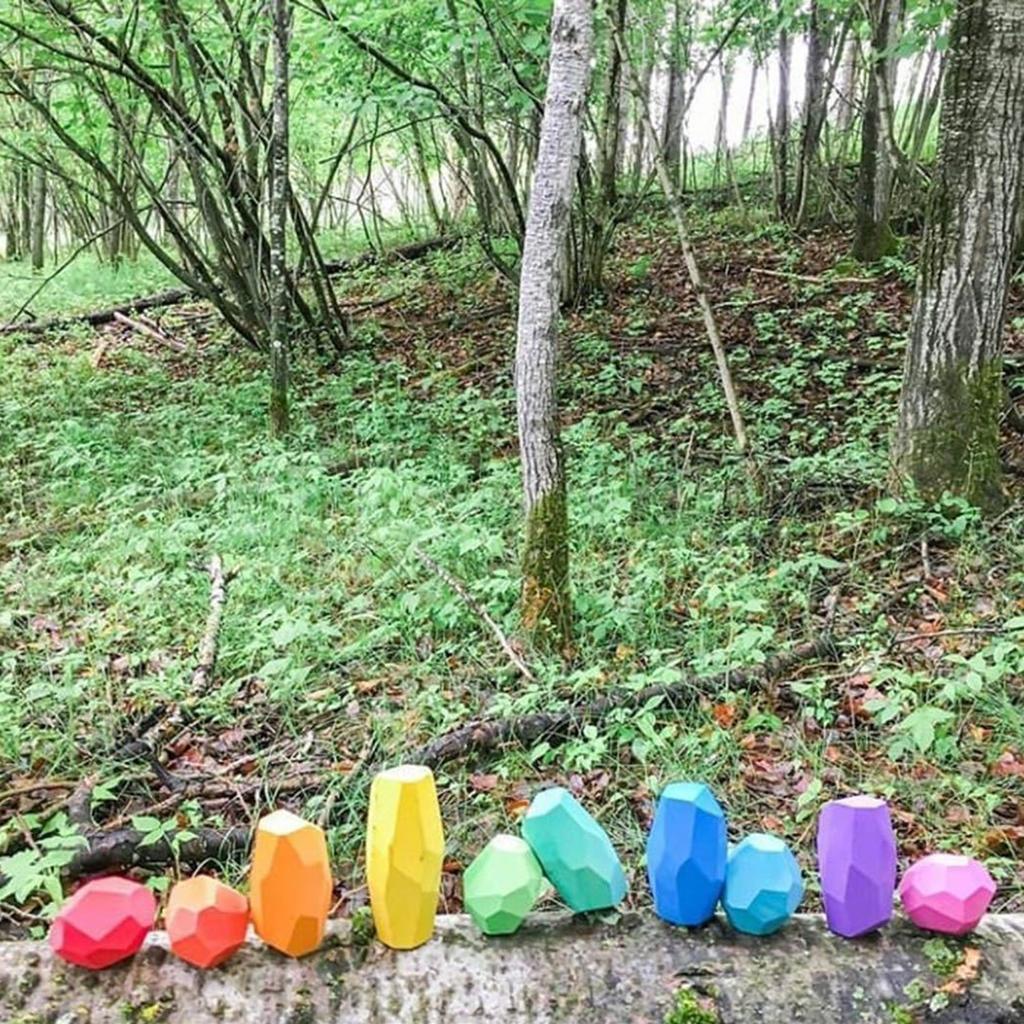 5/10/16pcs Wooden Balancing Building Stacking Rock Block  Decoration