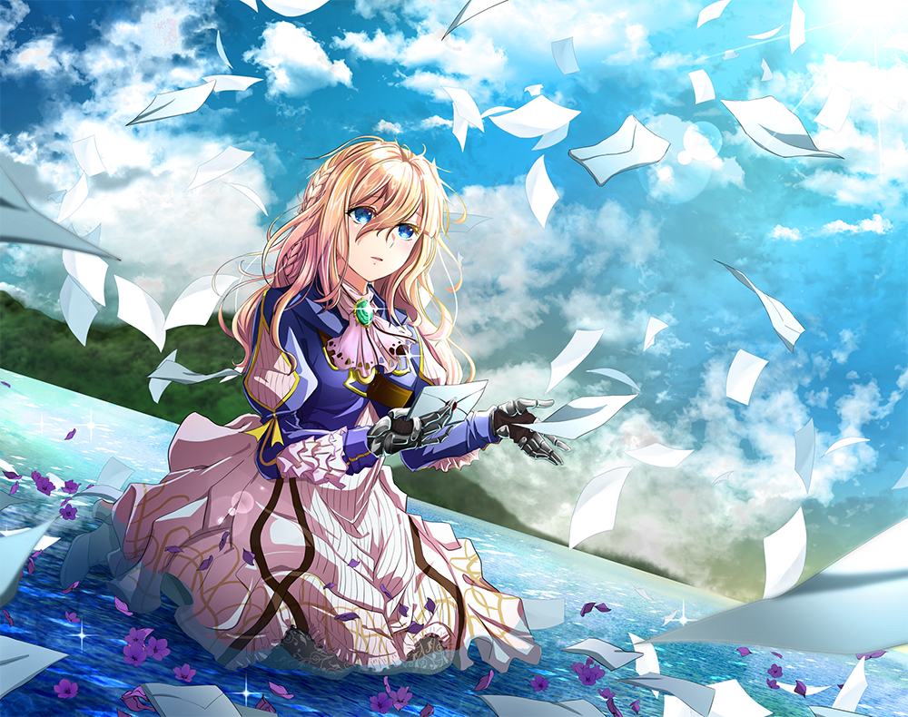 Poster A4 dán tường Anime, decal 21x30 trang trí có keo Violet Evergarden Wallpapers (2).png