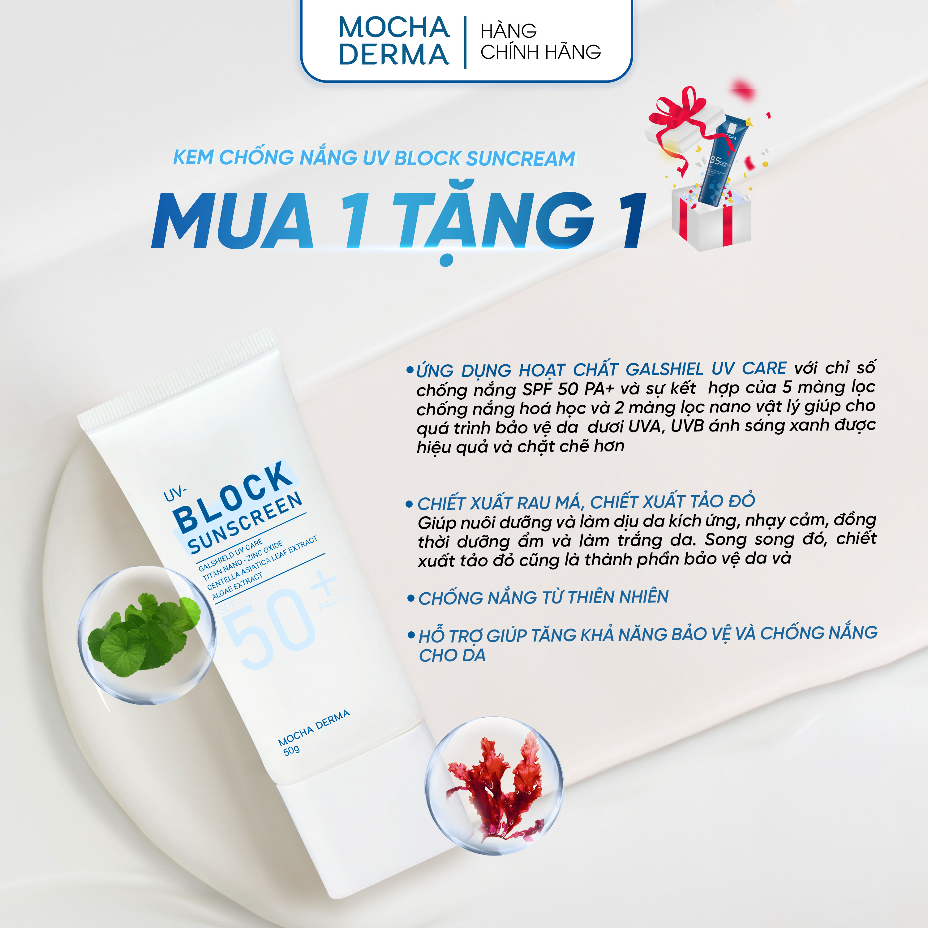 Kem chống nắng BlockSunscreeen Mocha Derma 50g