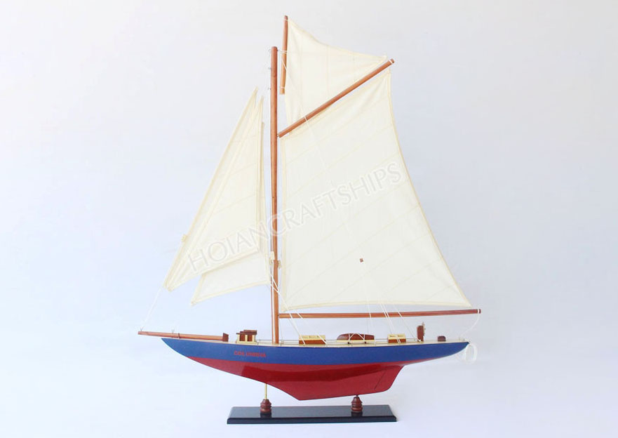 Mô hình thuyền gỗ Thuận buồm xuôi gió Columbia (Đỏ-xanh dương) 50cm