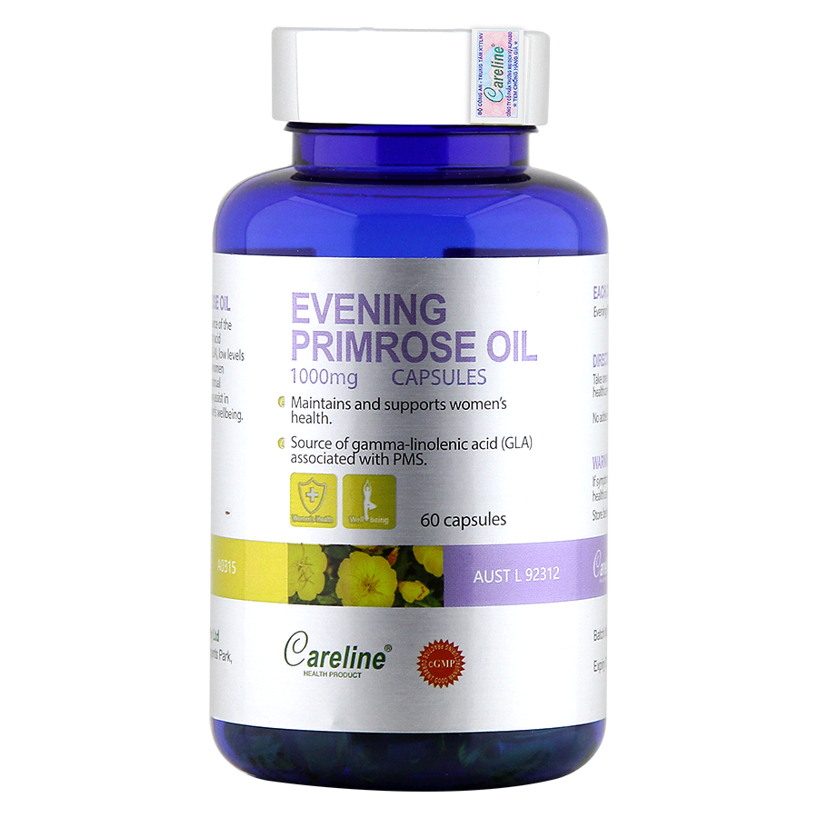 Viên Uống Tinh Dầu Hoa Anh Thảo Careline Evening Primrose Oil 1000Mg Tăng Cường Sức Khoẻ Nội Tiết Và Làn Da