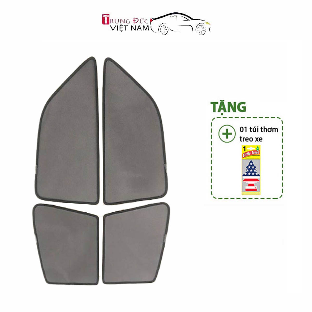 Bộ rèm che nắng ô tô nam châm theo xe KIA MORNING 2021 - Hàng Chính Hãng TDVN - Quà tặng cây thông thơm treo xe
